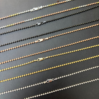 925 Sterling Silver 2.5mm Bead Chain Necklace