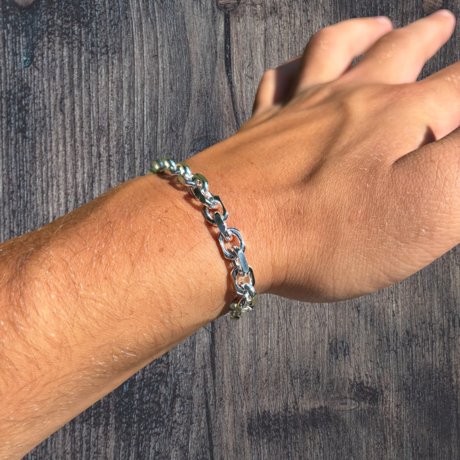 925 Sterling Silver 6mm Anchor Cable Bracelet