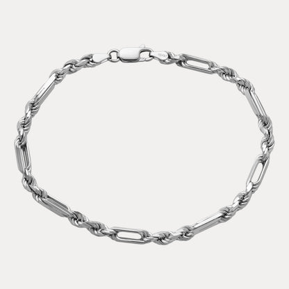 925 Sterling Silver 4mm Figarope Milano Bracelet