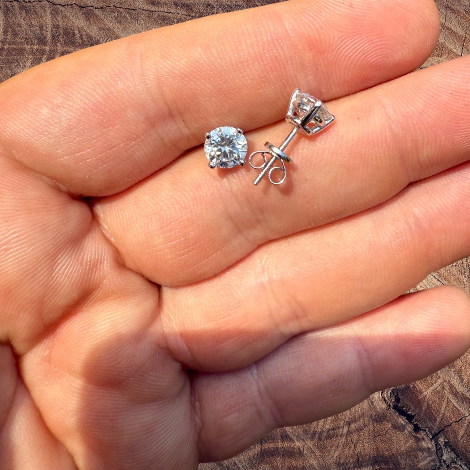 925 Sterling Silver 6.5mm Moissanite Earrings 2ct TW Studs