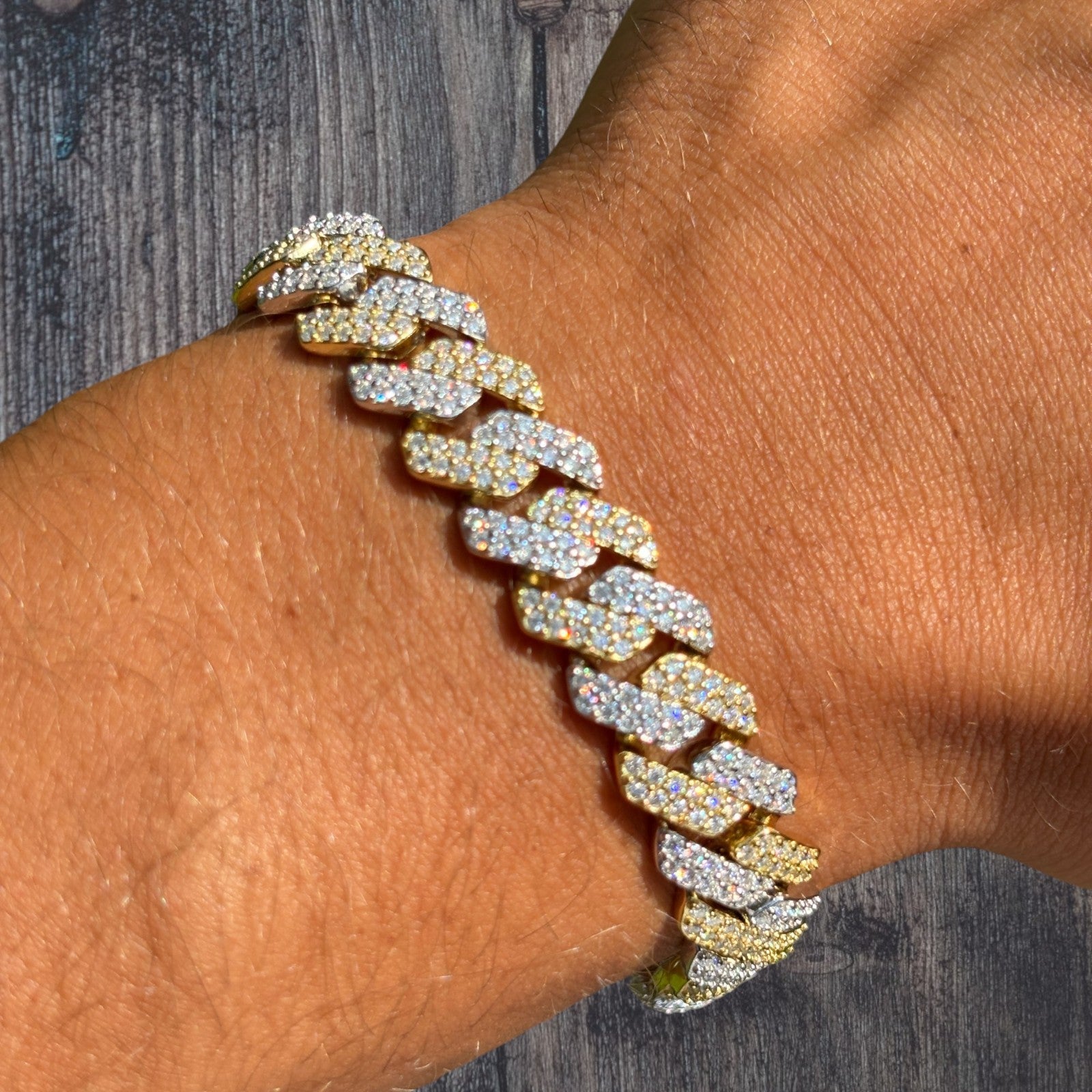 925 Sterling Silver 12mm Moissanite Cuban Prong Bracelet