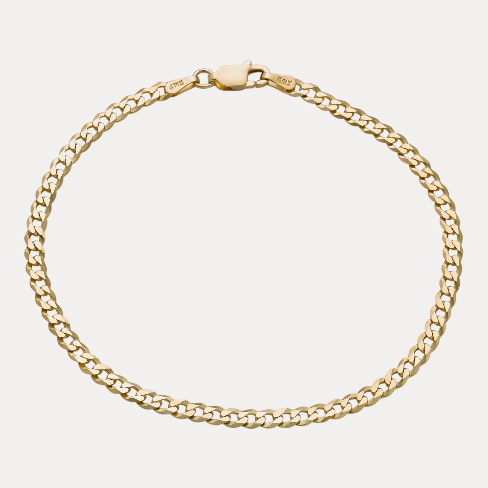 925 Sterling Silver 3mm Flat Curb Bracelet