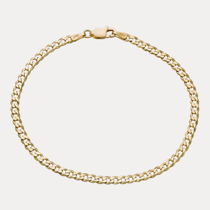925 Sterling Silver 3mm Flat Curb Bracelet