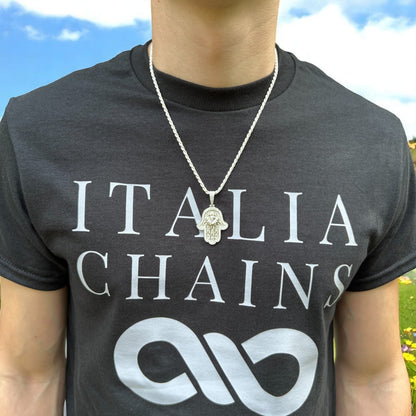 925 Sterling Silver Hamsa Hand Pendant With Moissanite - Medium