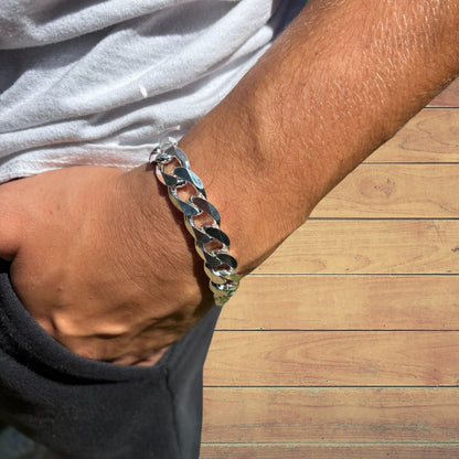 925 Sterling Silver 13.5mm Curb Bracelet