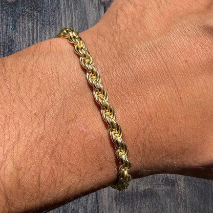 925 Sterling Silver 5mm Diamond Cut Rope Bracelet