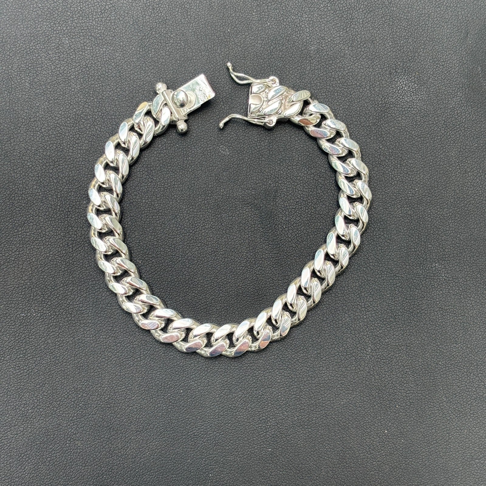 925 Sterling Silver 8mm Miami Cuban W. Box Clasp Bracelet