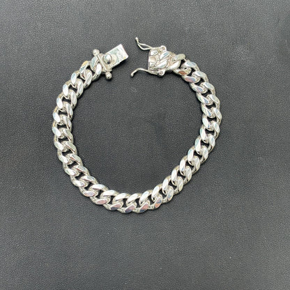 925 Sterling Silver 8mm Miami Cuban W. Box Clasp Bracelet