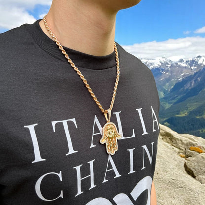 925 Sterling Silver Hamsa Hand Pendant With Moissanite - Large