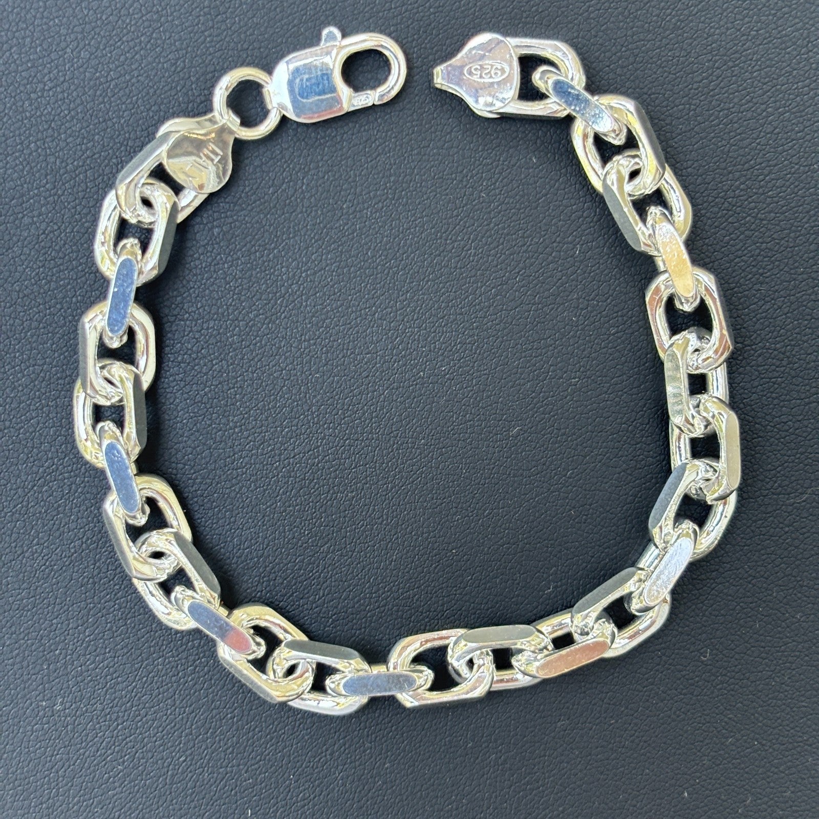925 Sterling Silver 8mm Anchor Cable Bracelet