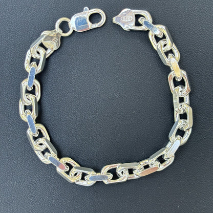 925 Sterling Silver 8mm Anchor Cable Bracelet