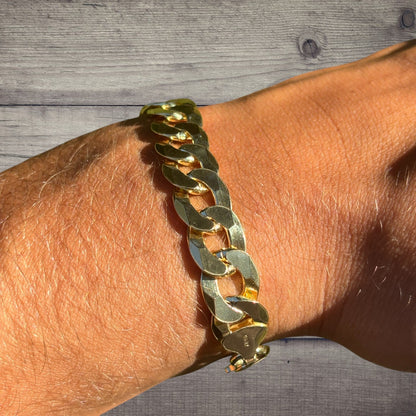 925 Sterling Silver 10.5mm Flat Curb Bracelet