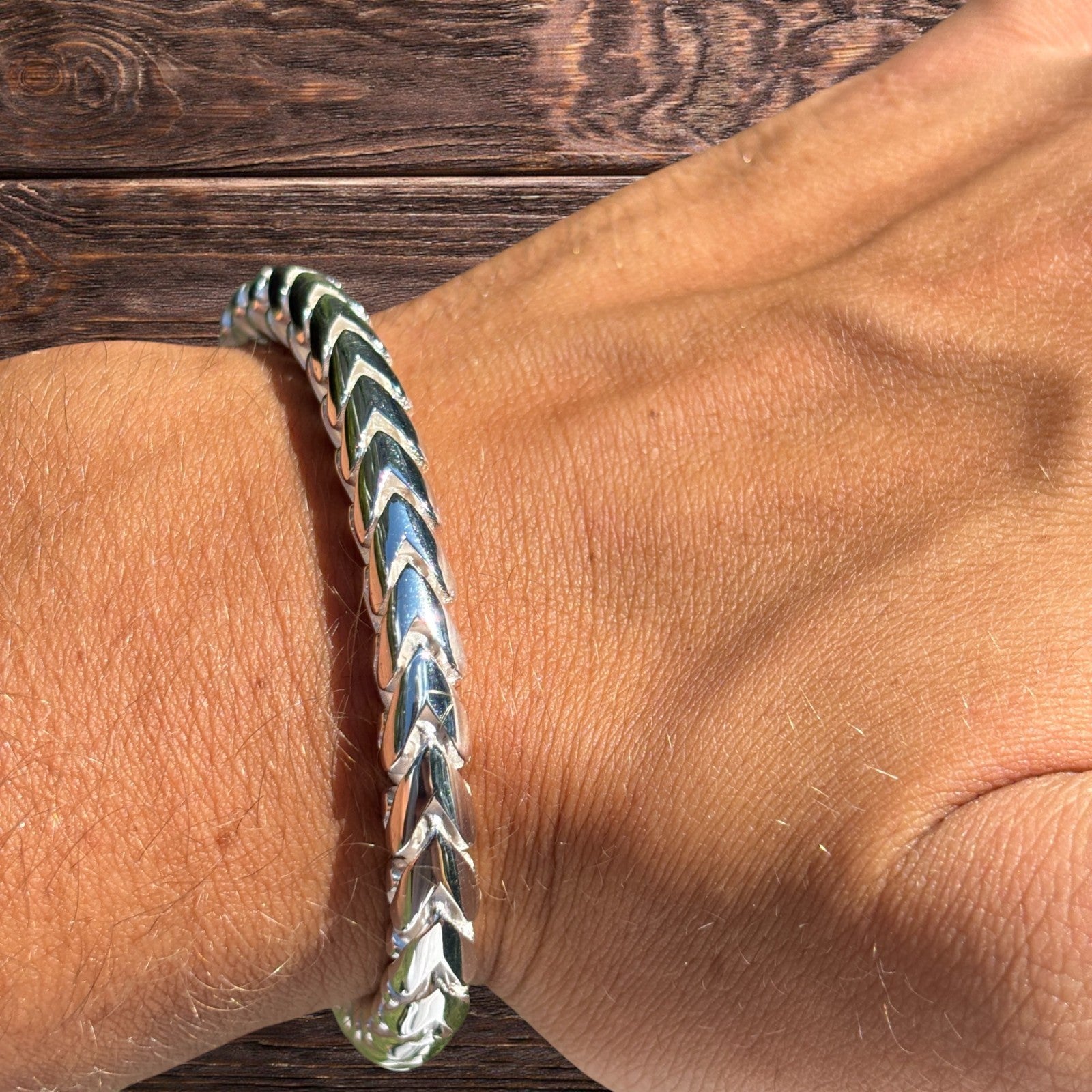 925 Sterling Silver 7mm Rounded Franco Bracelet W. Box Clasp