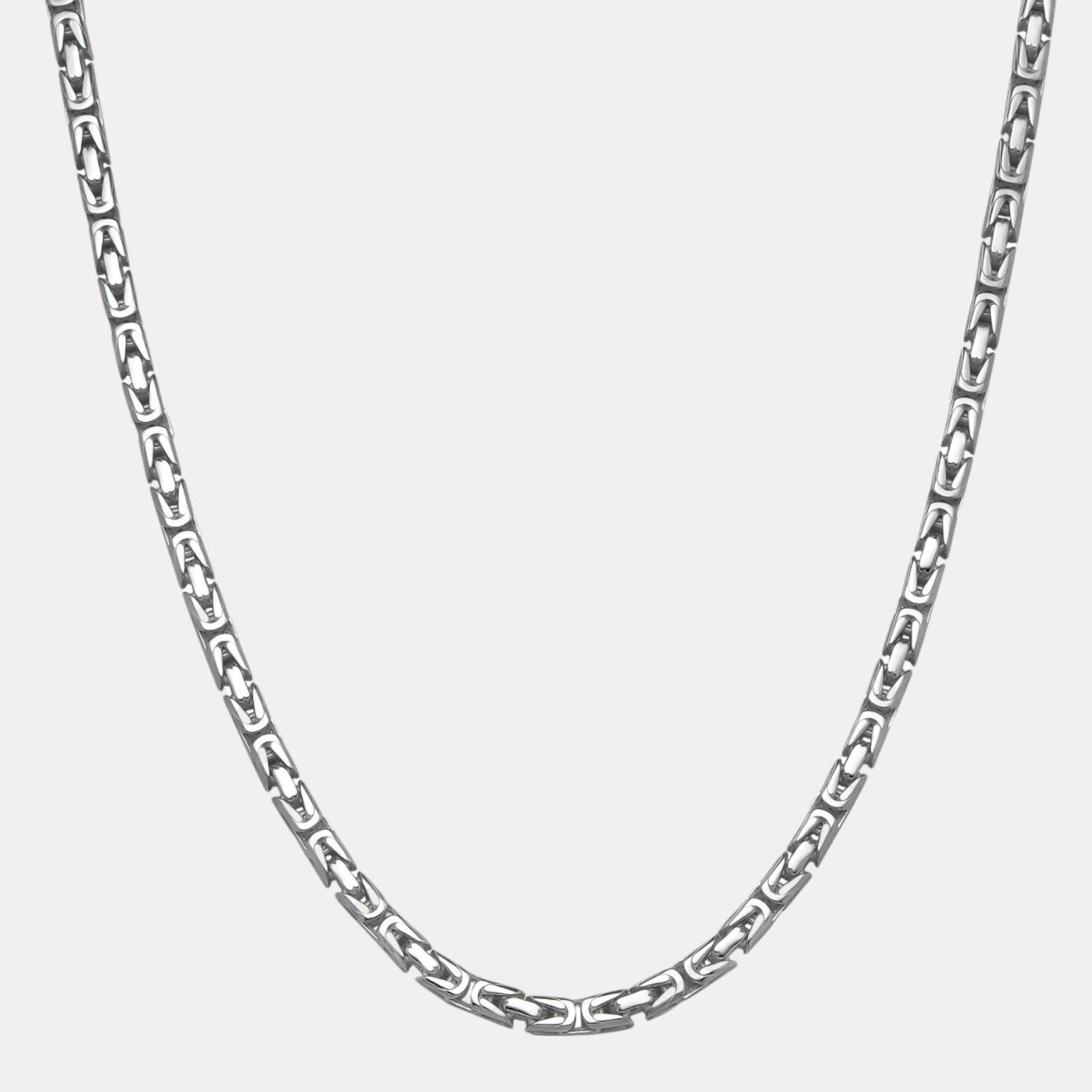 925 Sterling Silver 6mm Byzantine W. Box Clasp Chain Necklace