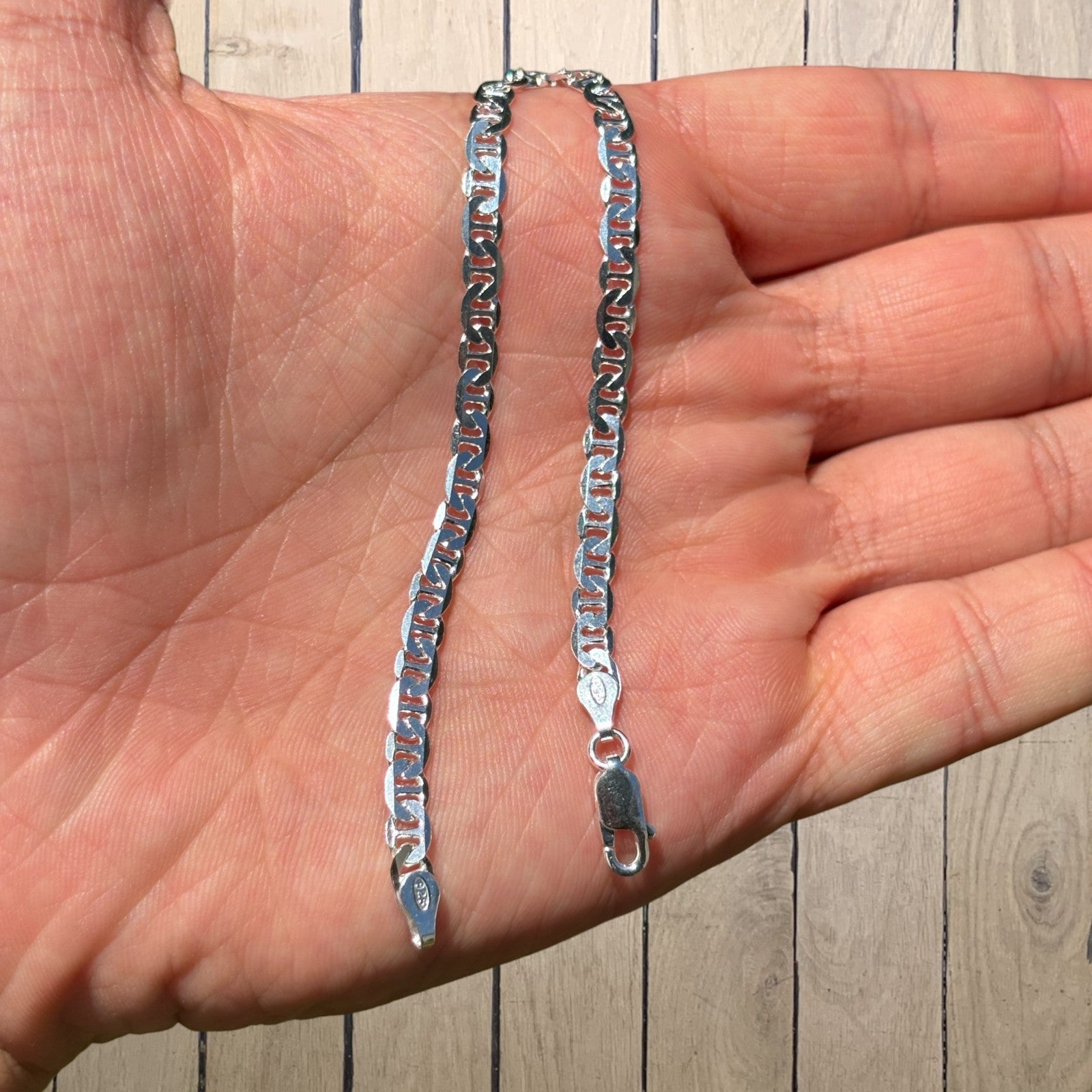 925 Sterling Silver 4mm Mariner Bracelet