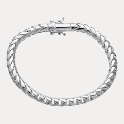 925 Sterling Silver 6mm Rounded Franco Bracelet W. Box Clasp
