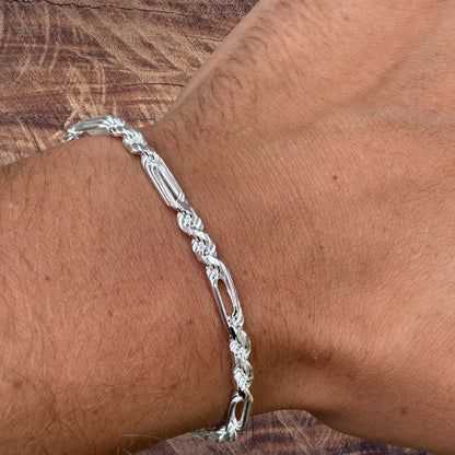 925 Sterling Silver 4mm Figarope Milano Bracelet