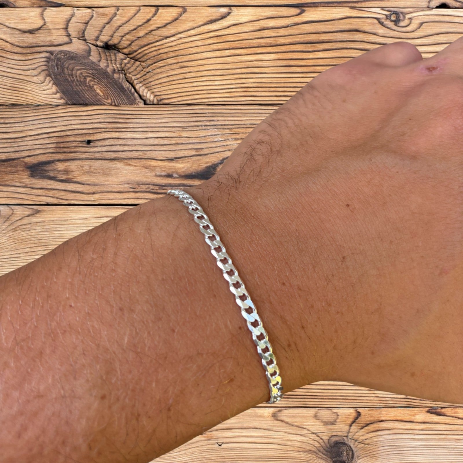 925 Sterling Silver 4mm Curb Bracelet