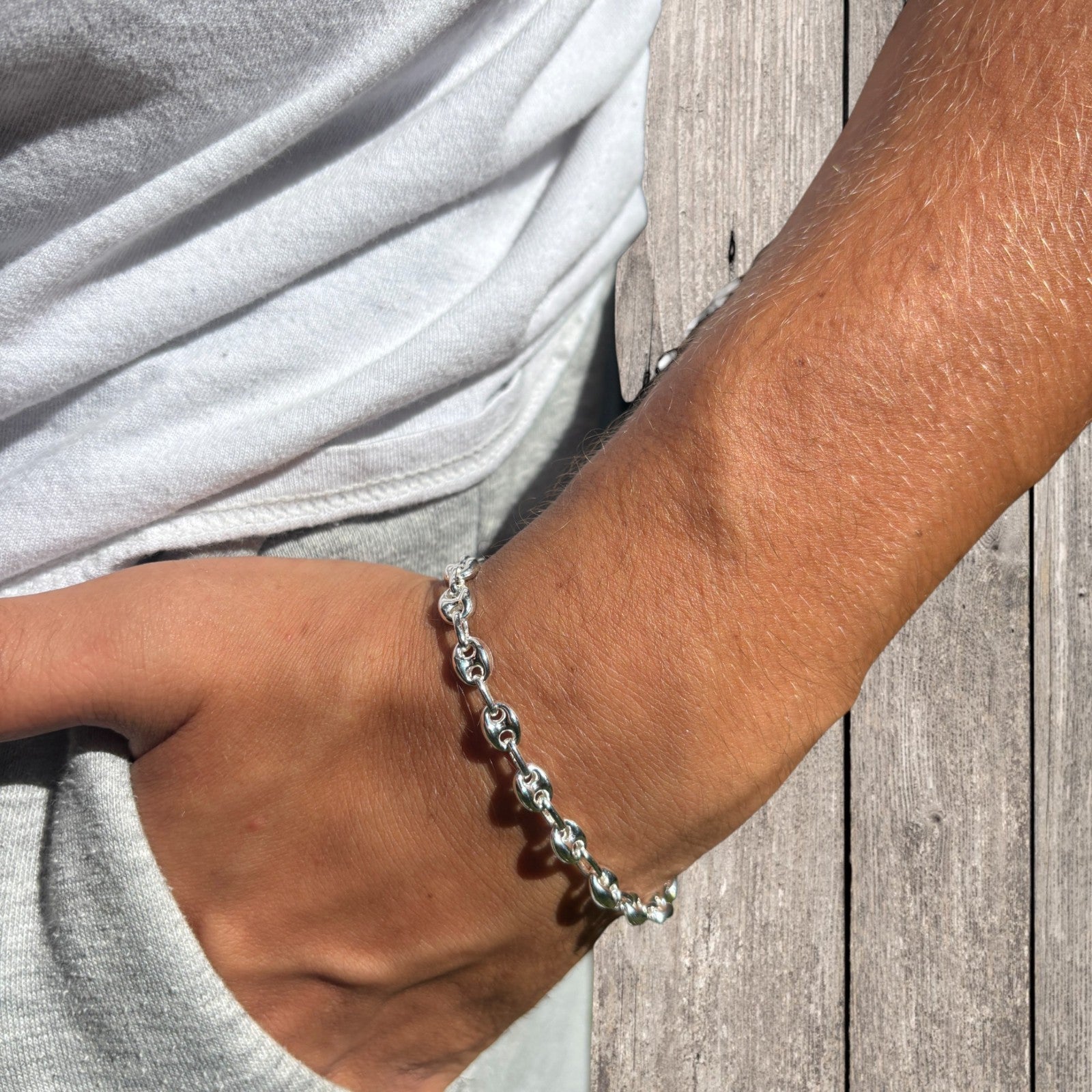 925 Sterling Silver 6mm Puffed Gucci Bracelet