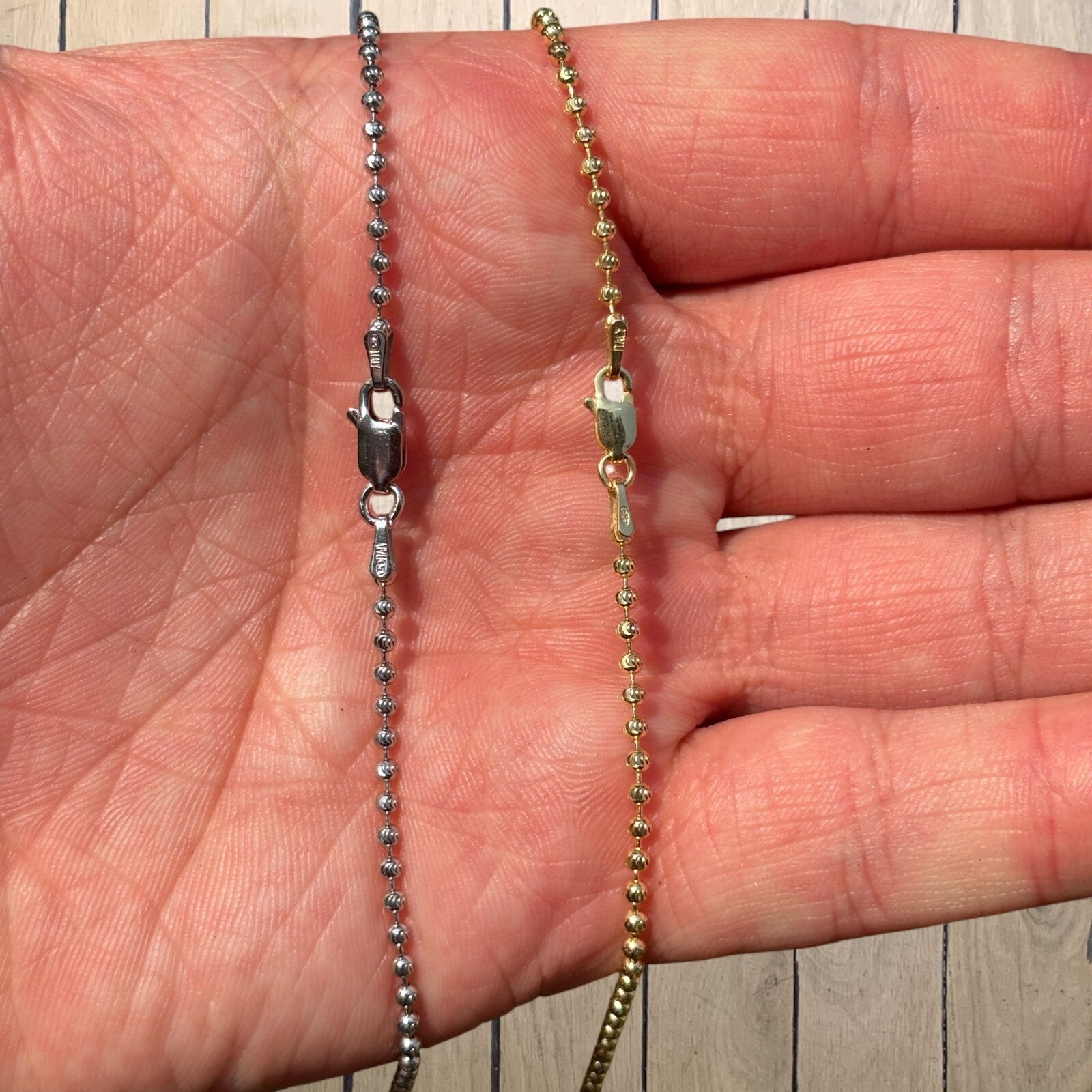 925 Sterling Silver 2mm Bead Chain Necklace