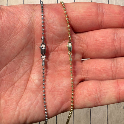 925 Sterling Silver 2mm Bead Chain Necklace