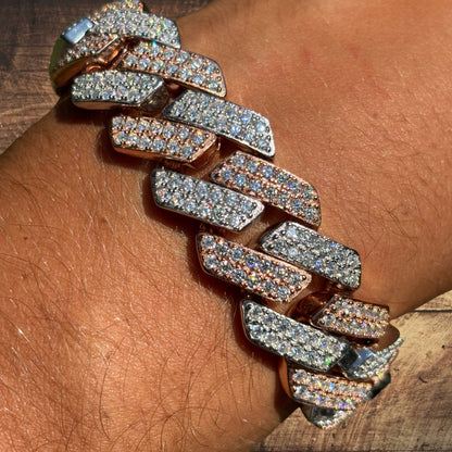 925 Sterling Silver 20mm Moissanite Cuban Prong Bracelet