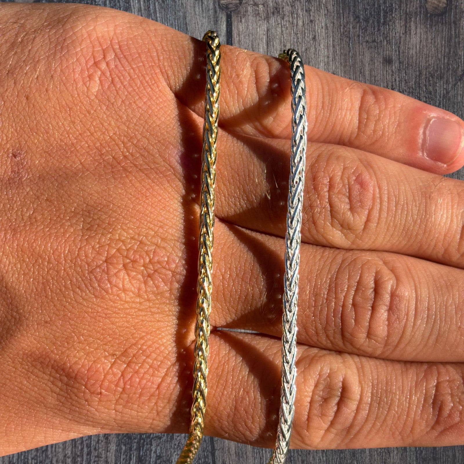 925 Sterling Silver 3mm Wheat Chain Necklace - ITALIA Chains