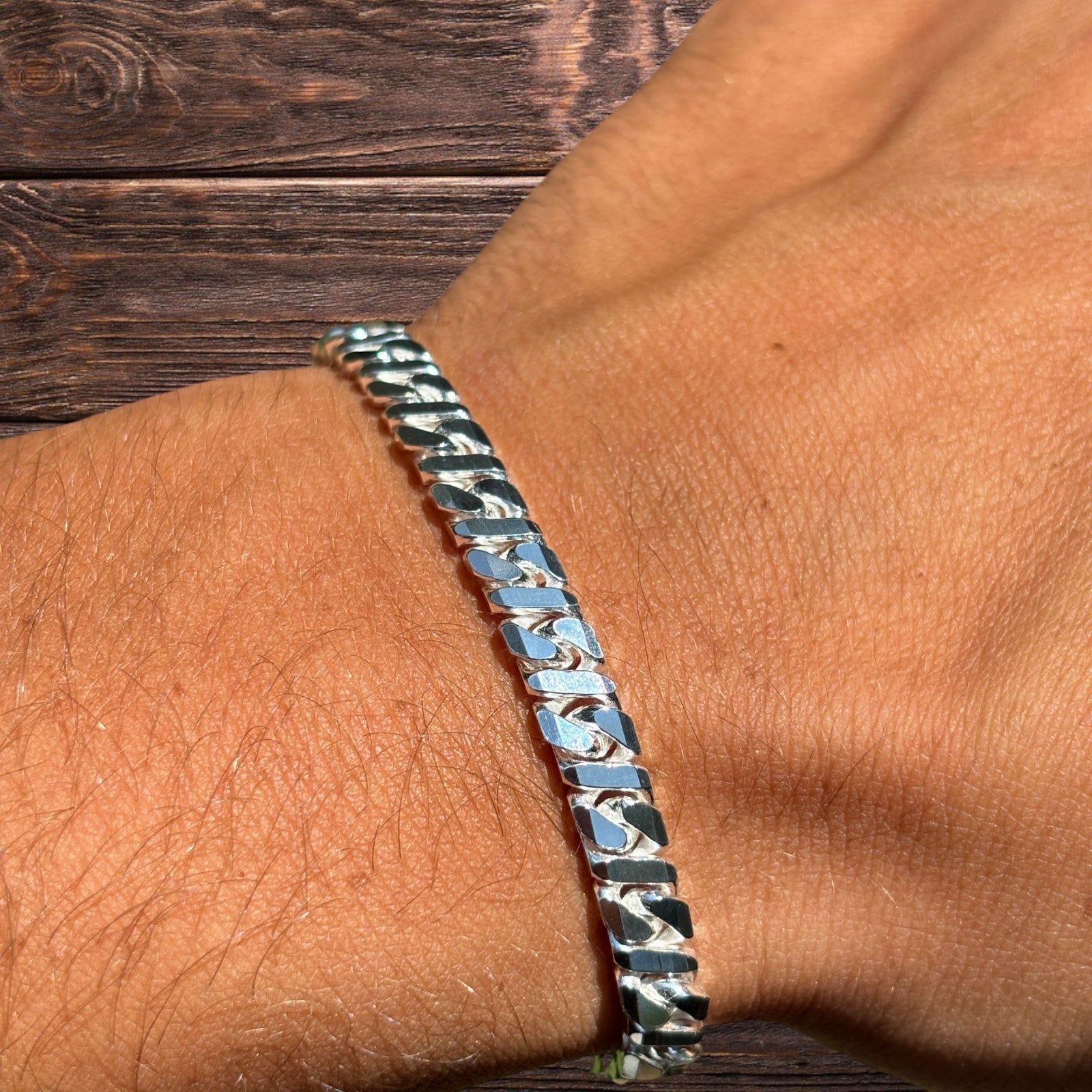 925 Sterling Silver 6mm Dollar Link Bracelet