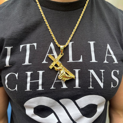 925 Sterling Silver Jesus Carrying Cross Pendant - Large