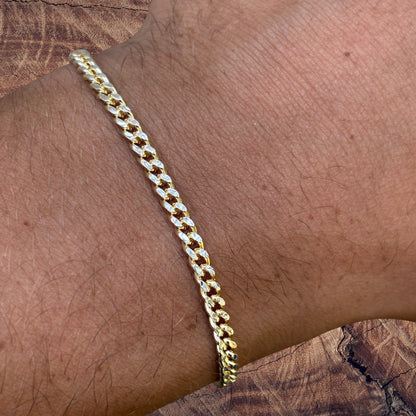 925 Sterling Silver 3mm Diamond Cut Miami Cuban Bracelet