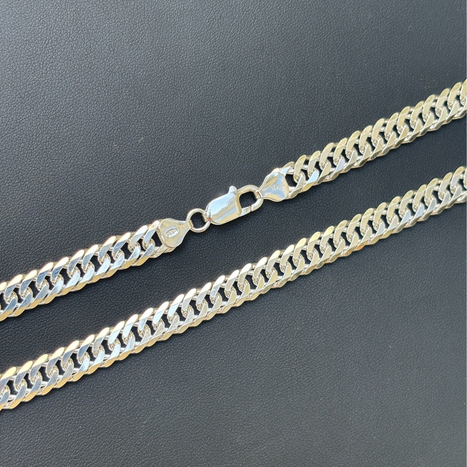 925 Sterling Silver 8mm Double Curb Chain Necklace