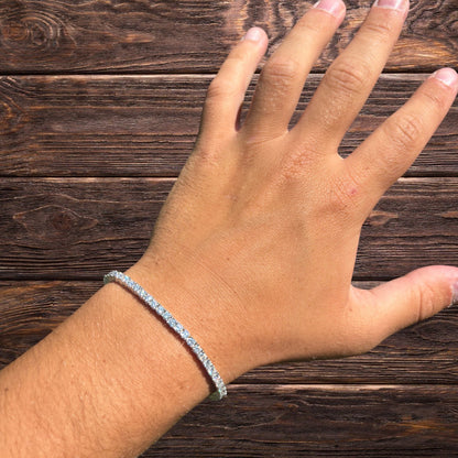 925 Sterling Silver 3mm Tennis Bracelet - CZ Or Moissanite