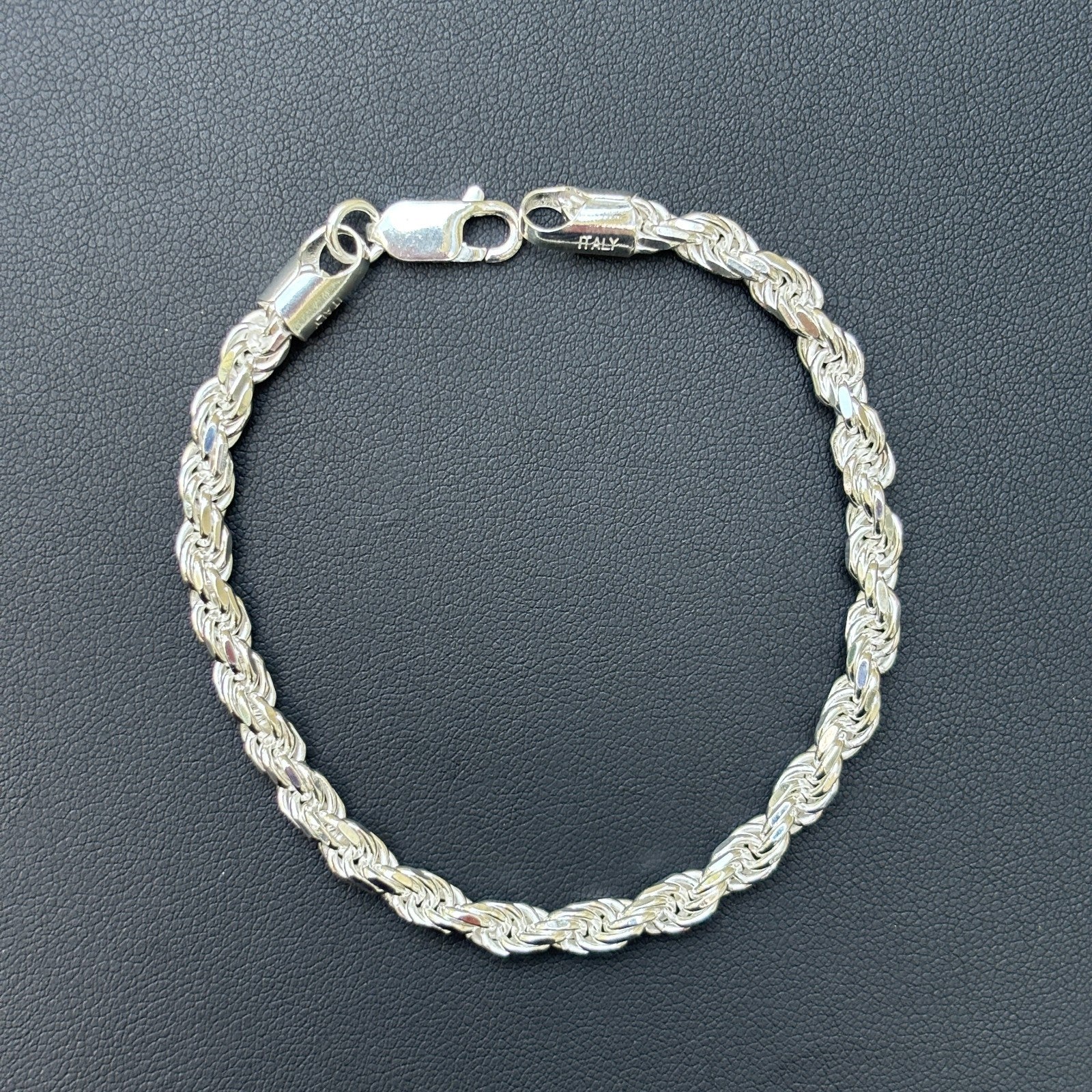 925 Sterling Silver 5mm Diamond Cut Rope Bracelet