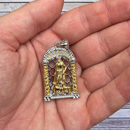 925 Sterling Silver St Lazarus Pendant With Moissanite