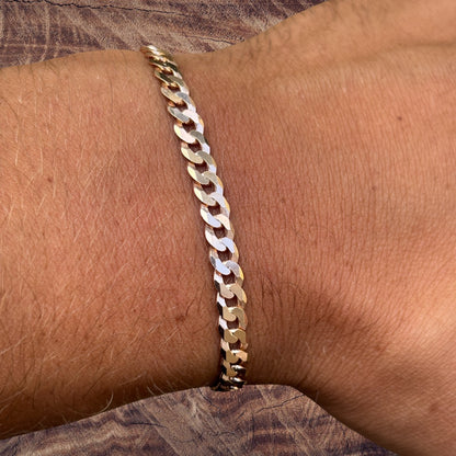 925 Sterling Silver 5mm Flat Curb Bracelet