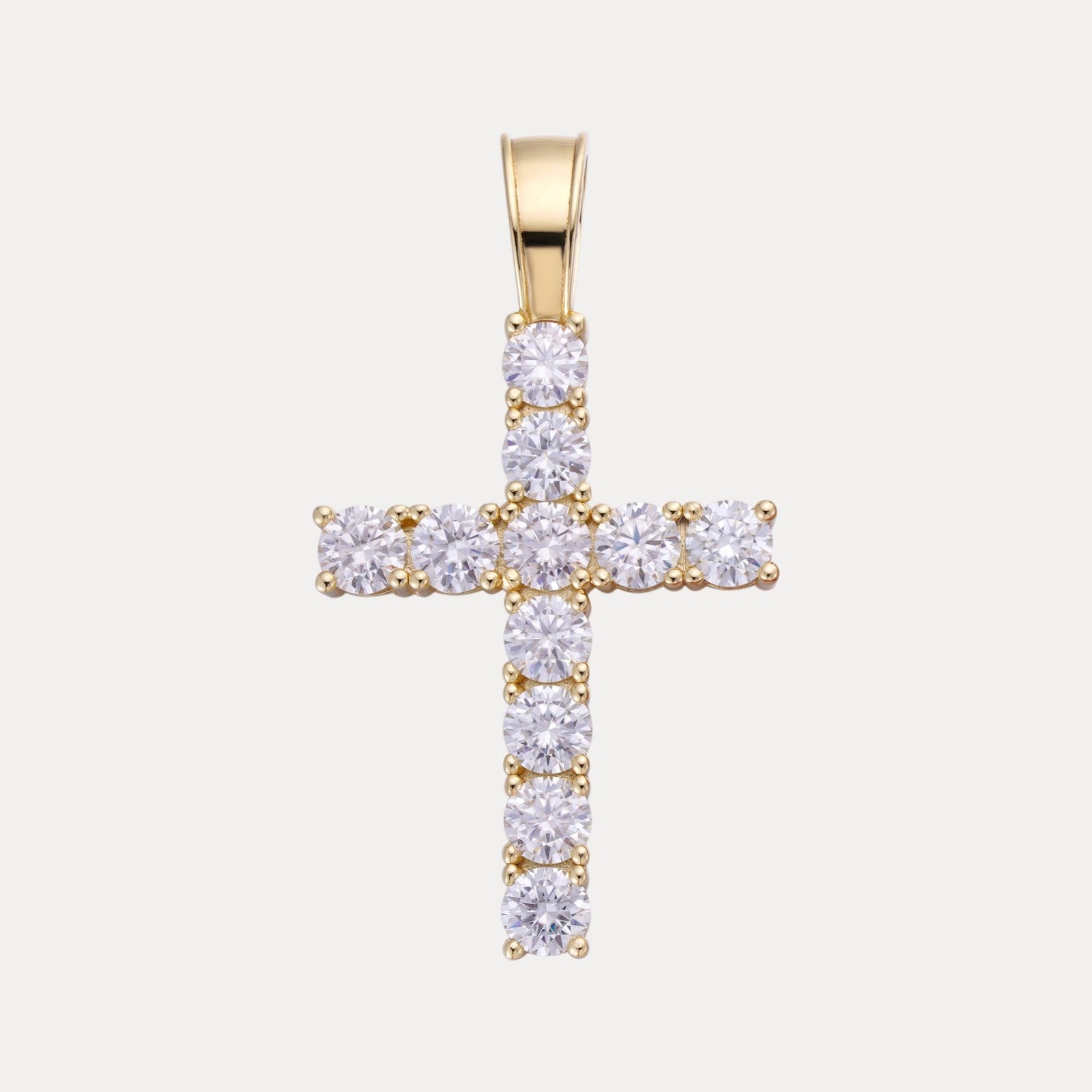 925 Sterling Silver Small Tennis Cross Pendant With Moissanite - Medium