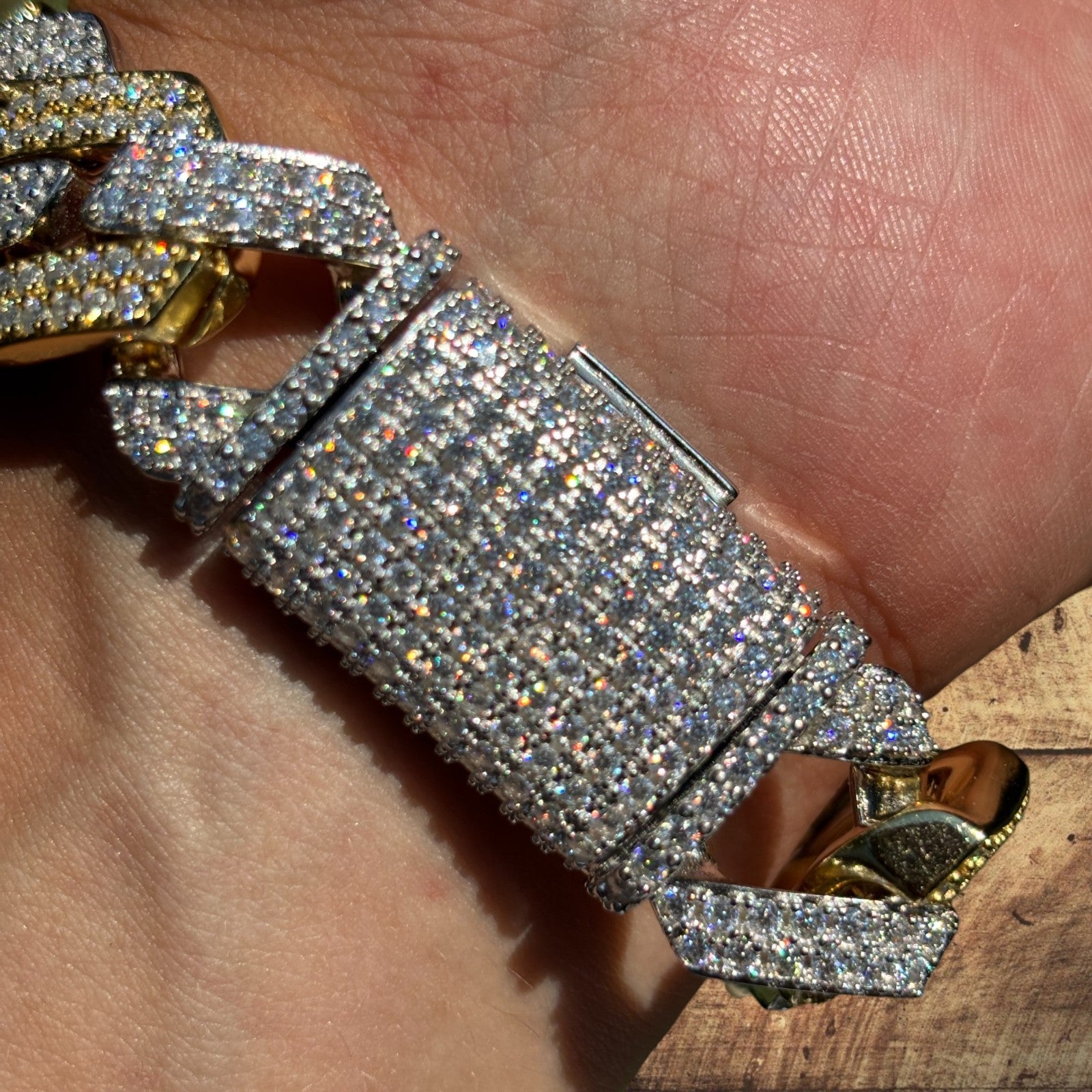 925 Sterling Silver 20mm Moissanite Cuban Prong Bracelet