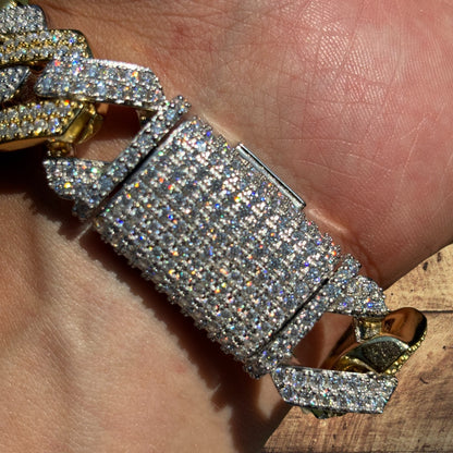 925 Sterling Silver 20mm Moissanite Cuban Prong Bracelet