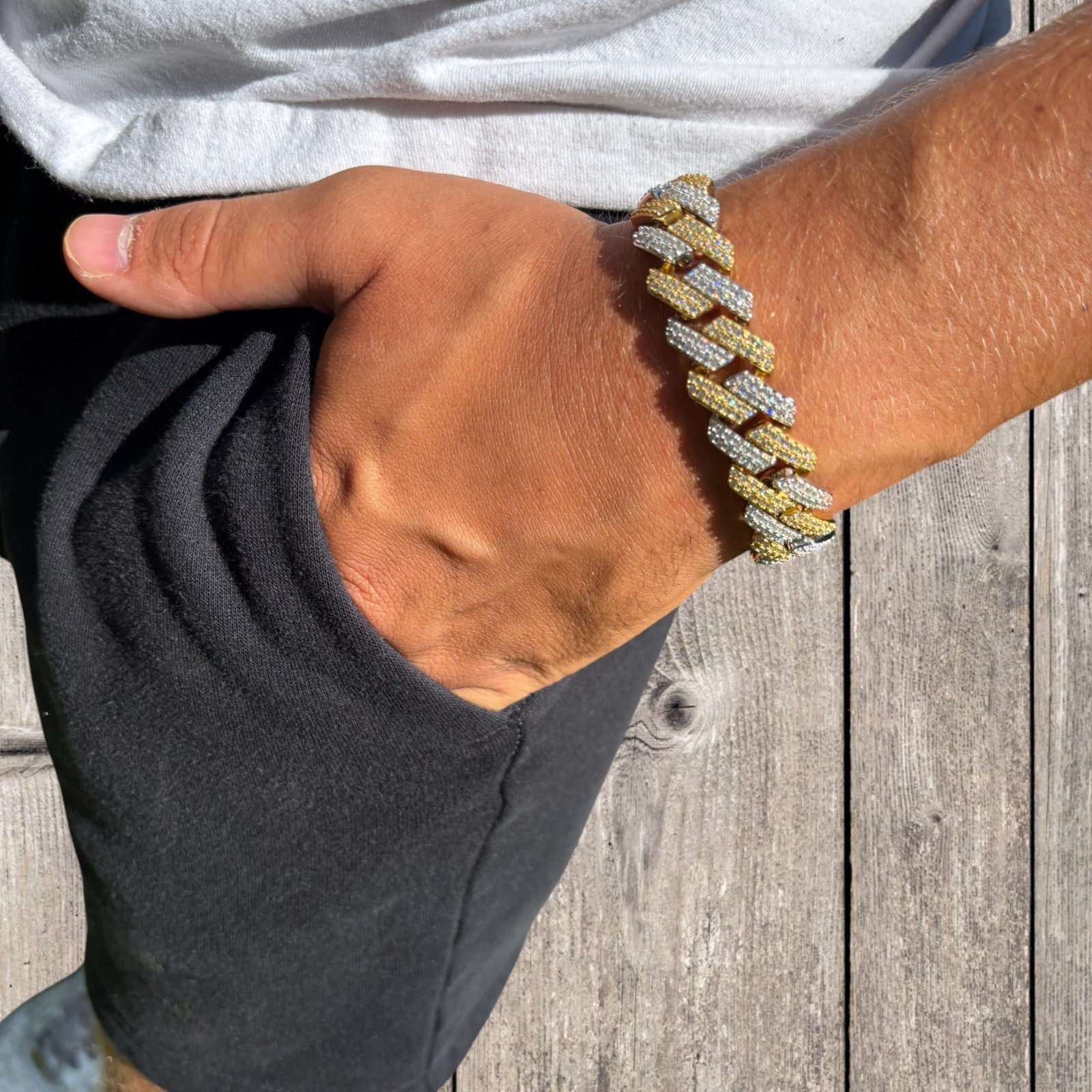 925 Sterling Silver 16mm Moissanite Cuban Prong Bracelet