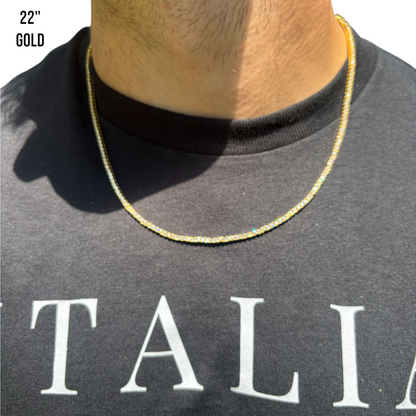 925 Sterling Silver 2mm Tennis Chain Necklace - CZ Or Moissanite