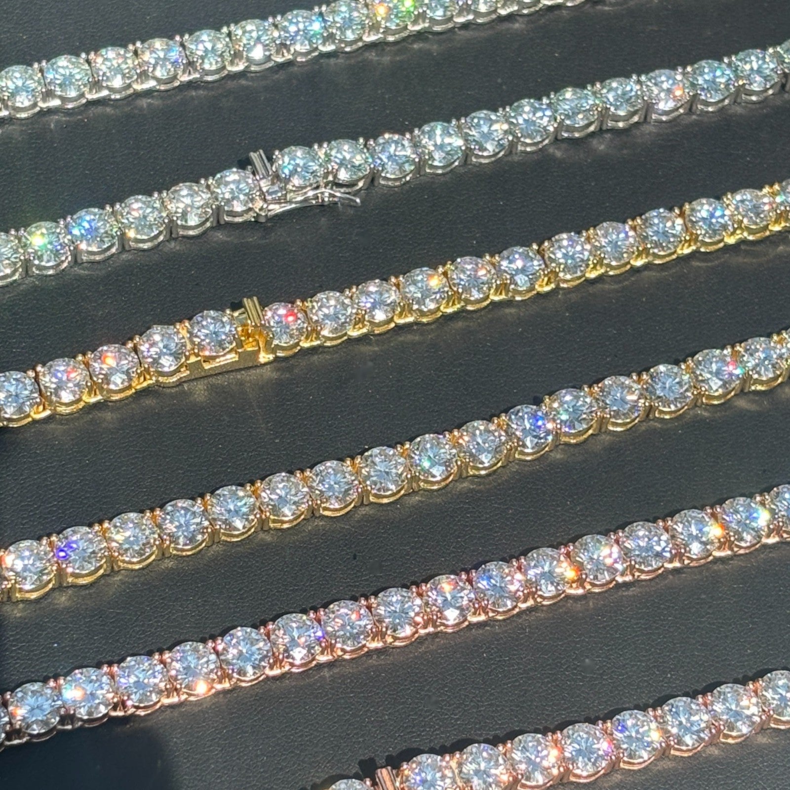 925 Sterling Silver 7mm Tennis Chain Necklace - CZ Or Moissanite