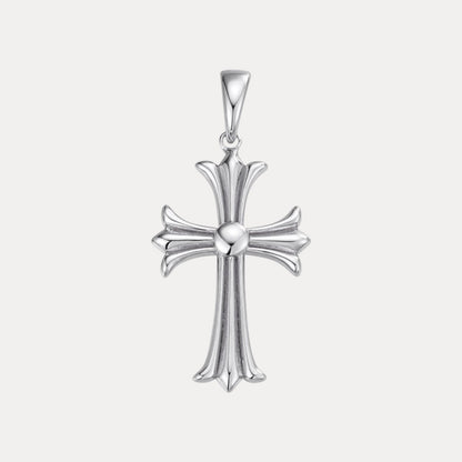 925 Sterling Silver Cross Hearts Pendant - Small