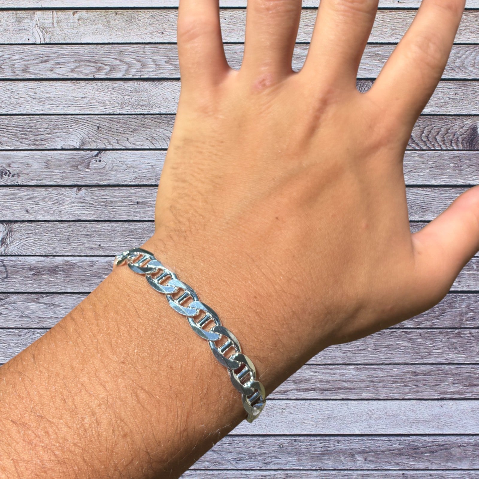 925 Sterling Silver 8mm Mariner Bracelet