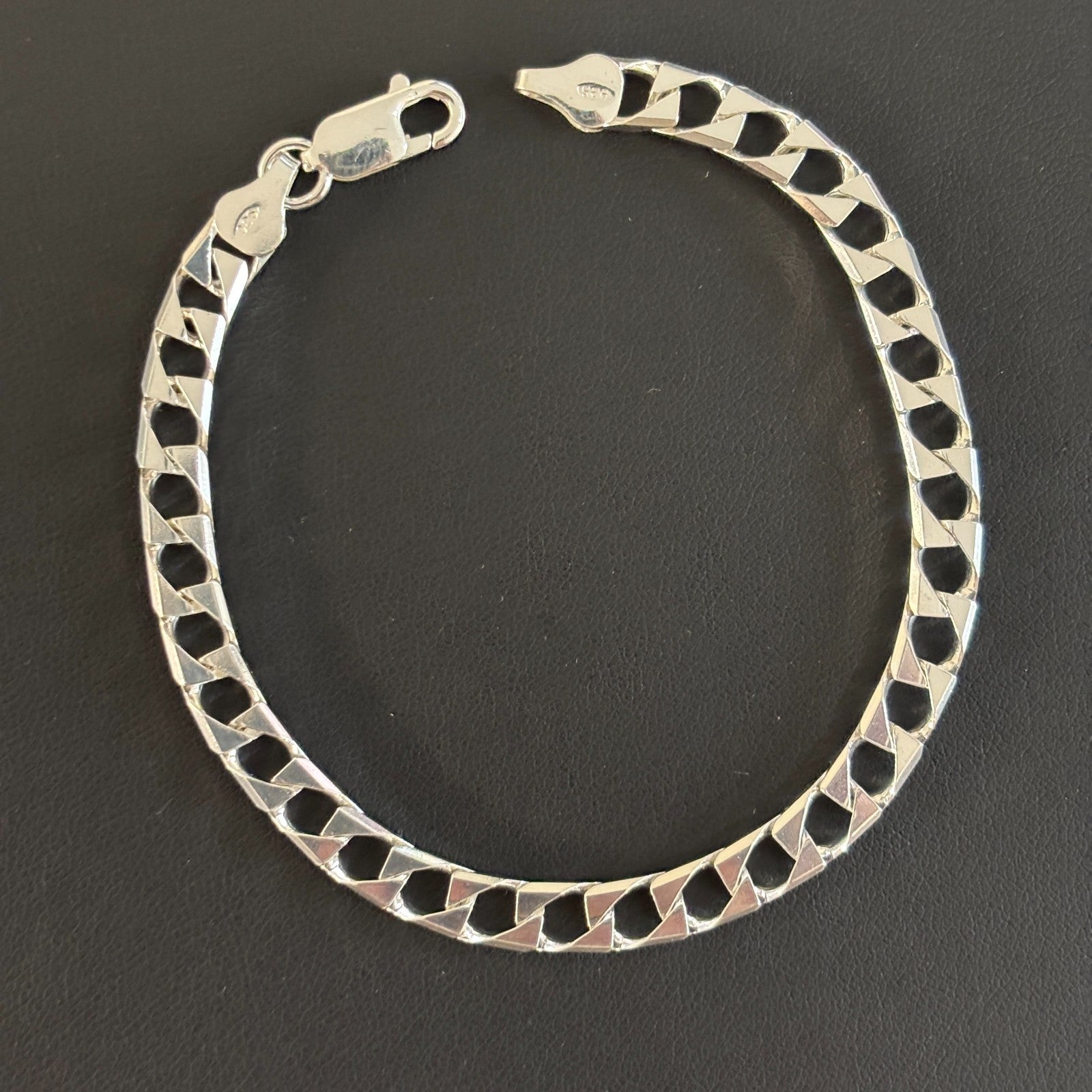 925 Sterling Silver 6mm Square Curb Bracelet