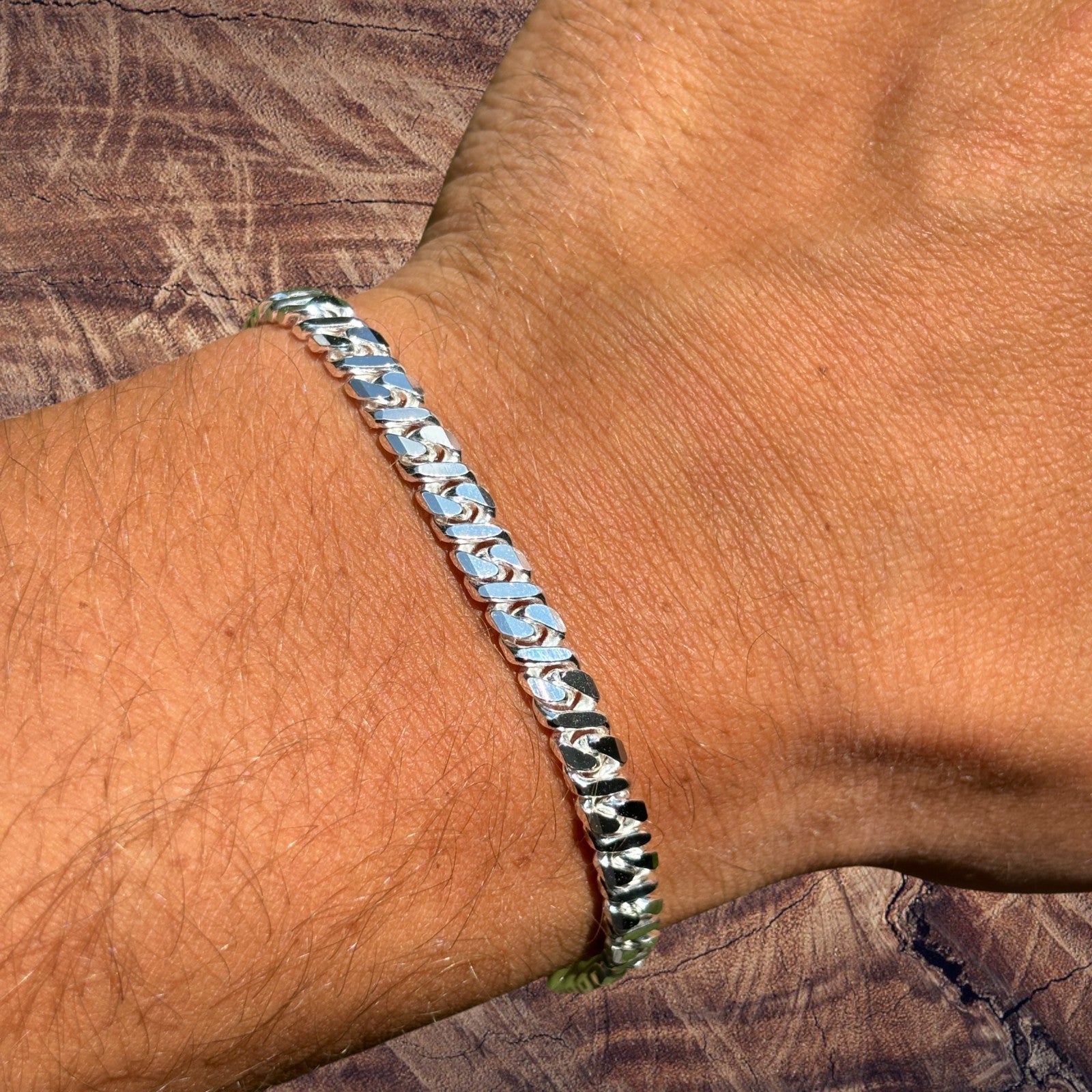 925 Sterling Silver 5mm Dollar Link Bracelet