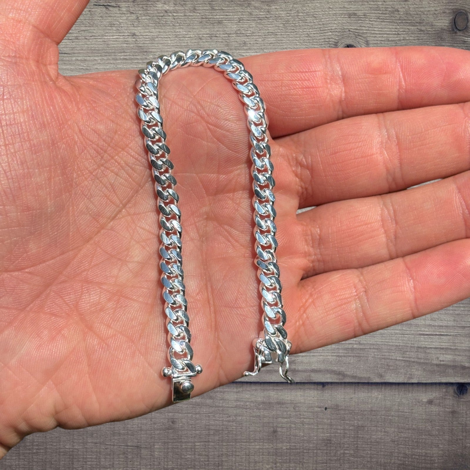 925 Sterling Silver 6mm Miami Cuban W. Box Clasp Bracelet