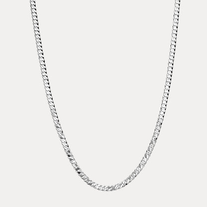 925 Sterling Silver 7mm Flat Curb Cuban Chain Necklace