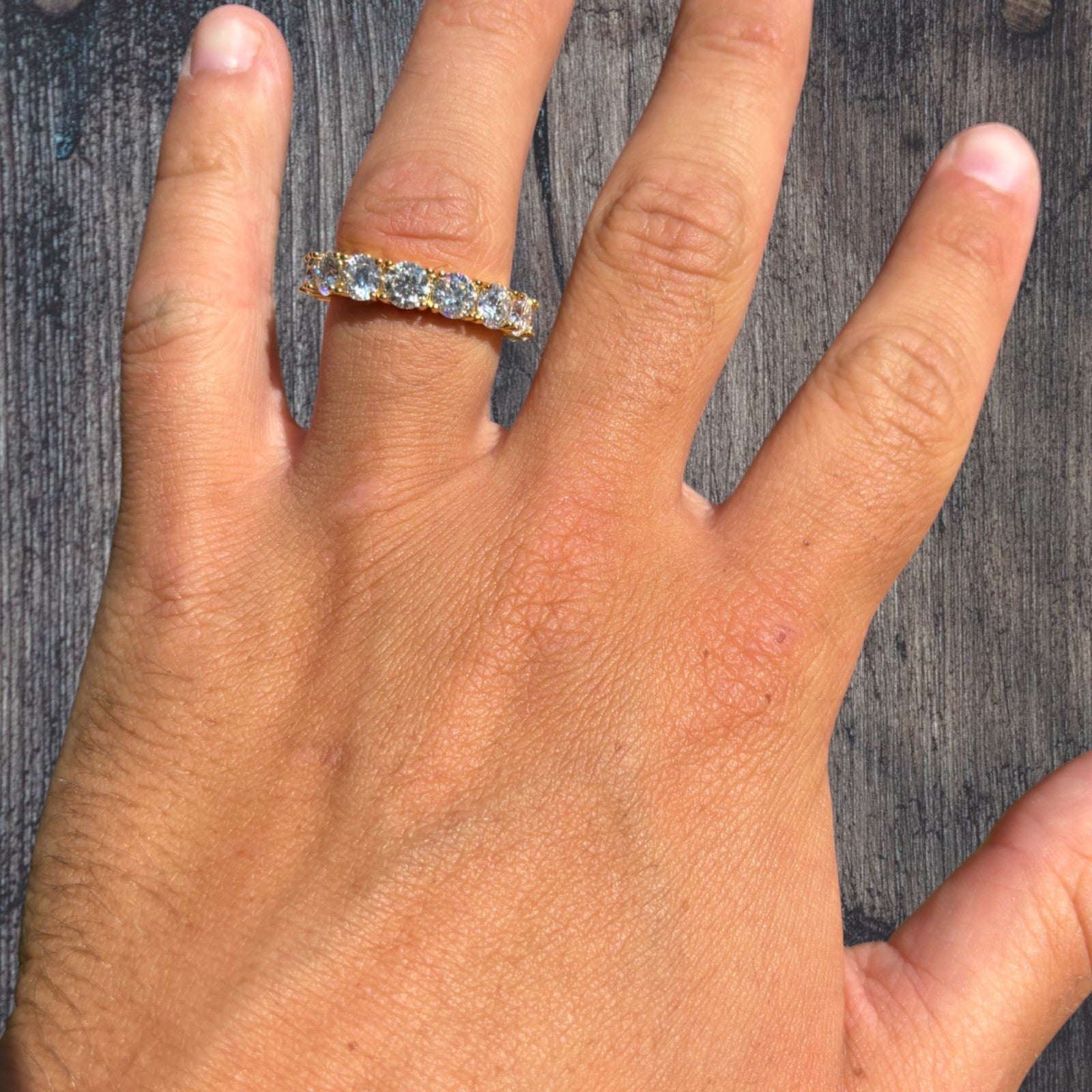 925 Sterling Silver 5mm Moissanite Wedding Band Eternity Ring