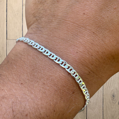 925 Sterling Silver 4mm Mariner Bracelet