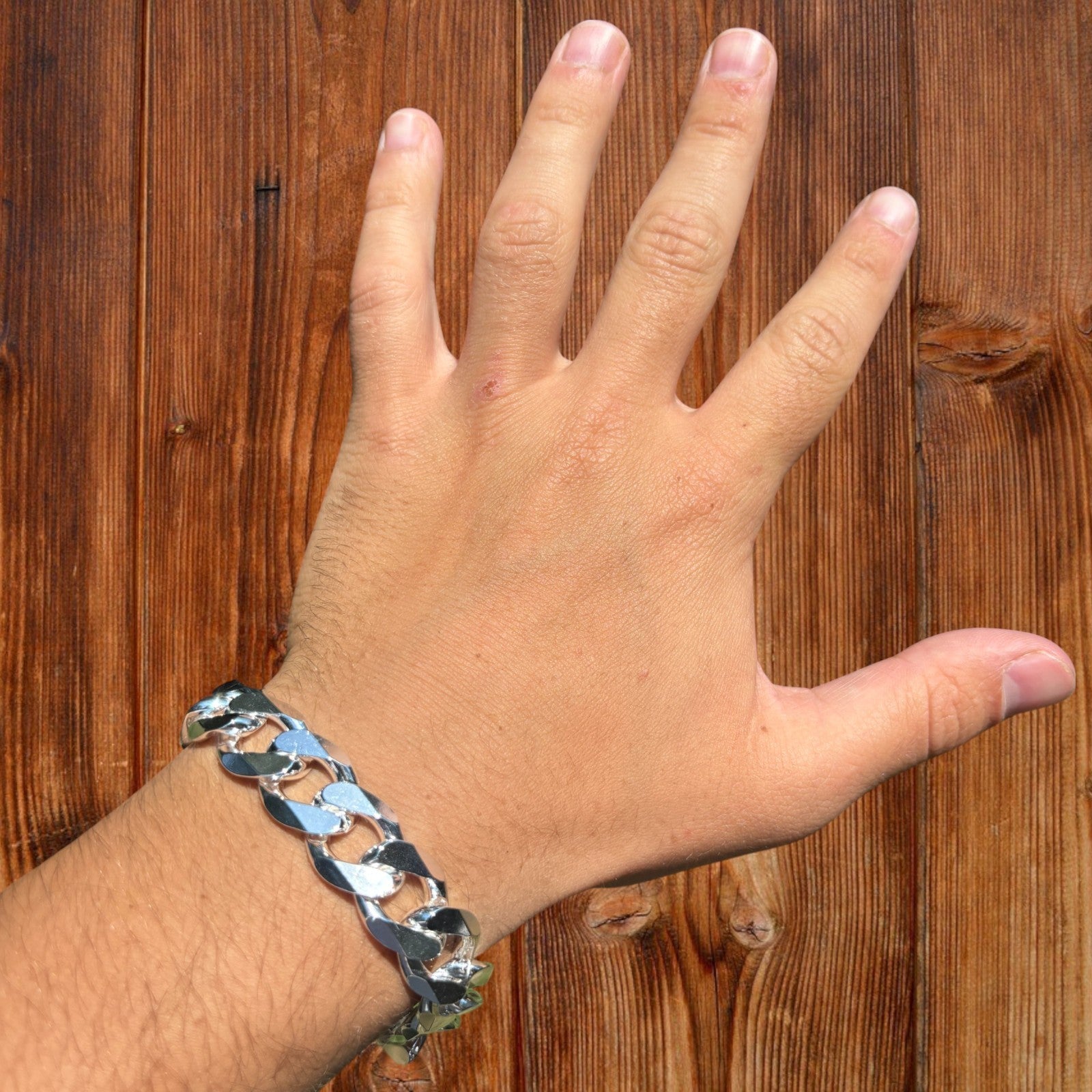 925 Sterling Silver 15mm Curb Bracelet